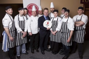 Pictured with Frank Gleeson, Region Managing Director Northern Europe and Derek Reilly, Culinary Director, Aramark, are competitors in this year’s Aramark Chef of the Year competition including this year’s winner, Steven McDonnell.