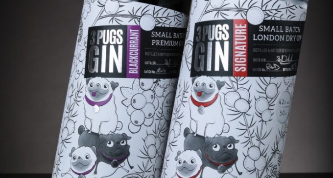 The Label Makers Create New Look Label For 3 Pugs Gin